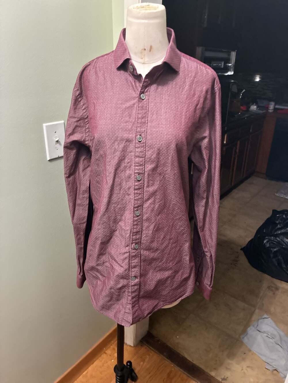 Express 1mk Shirt Mens Size Large Pink Shimmer Long Sleeve